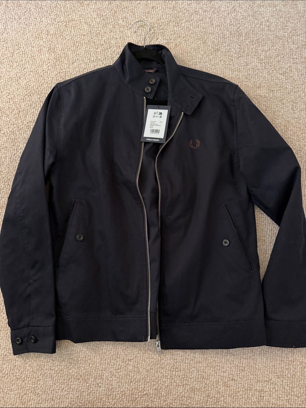 Fred Perry Black Bomber-Style Harrington Jacket